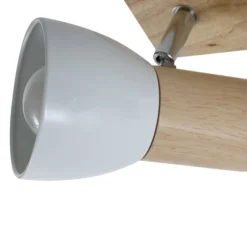Lindby Deckenleuchte Thorin, 47 cm, 3-flg., weiß, Holz, E14