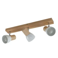 Lindby Deckenleuchte Thorin, 47 cm, 3-flg., weiß, Holz, E14