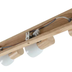 Lindby Deckenleuchte Thorin, 47 cm, 3-flg., weiß, Holz, E14