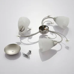 Lindby Deckenleuchte Yannie, 3-flg., 50cm, nickel/weiß, Glas