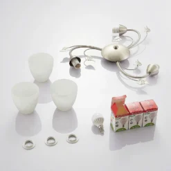Lindby Deckenleuchte Yannie, 3-flg., 50cm, nickel/weiß, Glas