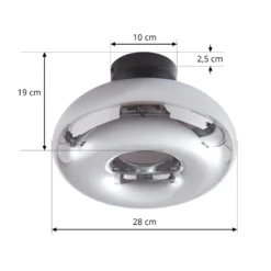 Lindby Deckenleuchte Zehra, Ø 28 cm, rauchgrau, Glas