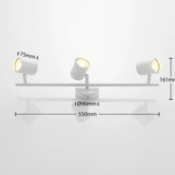 Lindby Deckenspot Jorell, weiß, 55 cm, 3-flg., Metall, GU10