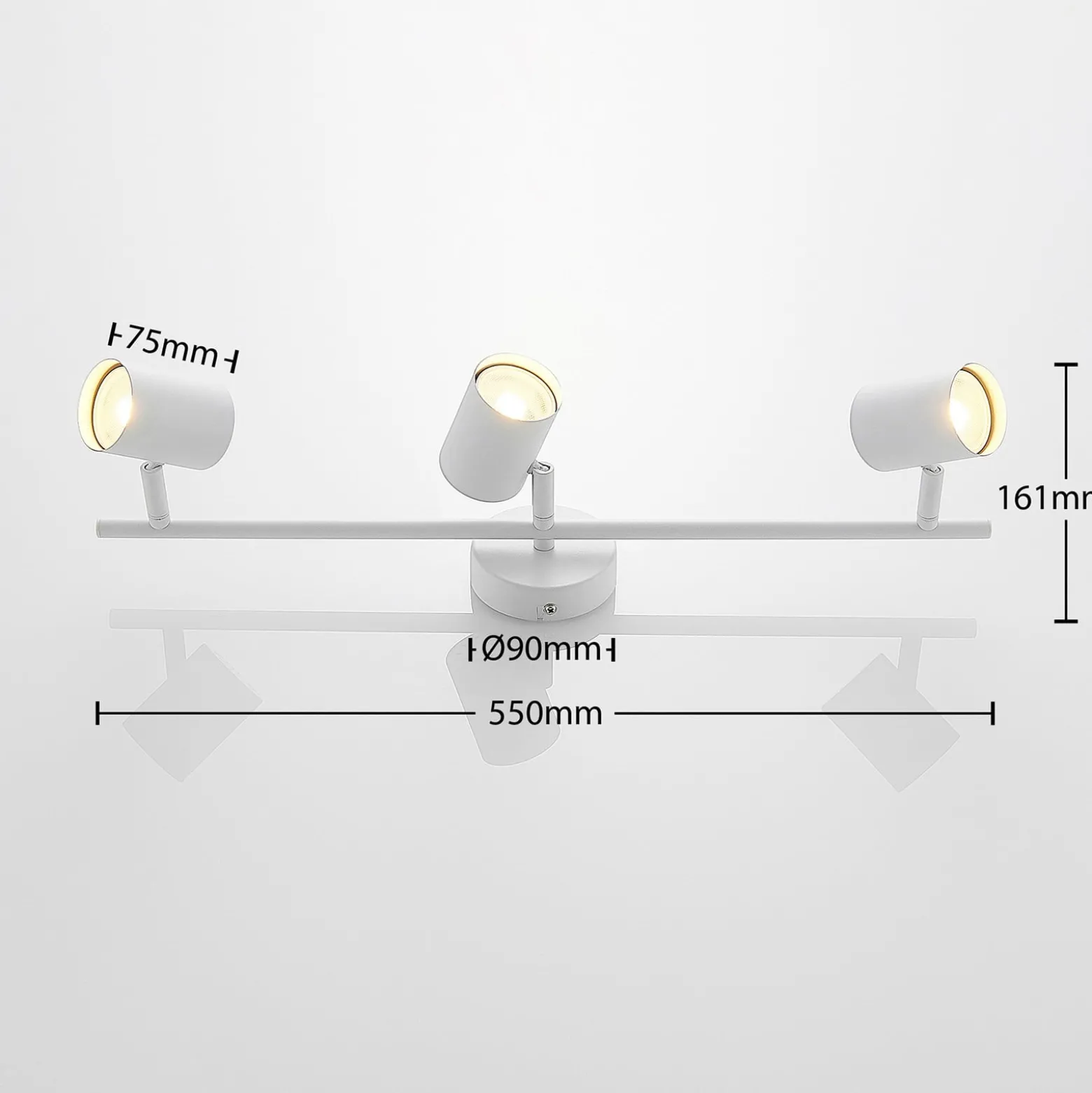 Lindby Deckenspot Jorell, weiß, 55 cm, 3-flg., Metall, GU10