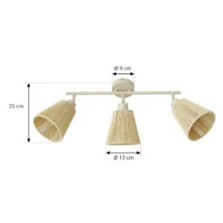 Lindby Deckenstrahler Anuva, 72 cm, 3-flammig, beige, Papier
