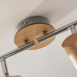 Lindby Deckenstrahler Christoph, 68 cm, 4-flg., Holz, Glas