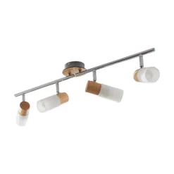 Lindby Deckenstrahler Christoph, 68 cm, 4-flg., Holz, Glas