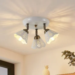 Lindby Deckenstrahler Efgenia, Ø 40 cm, 3-flg., Keramik, E14