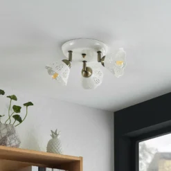 Lindby Deckenstrahler Efgenia, Ø 40 cm, 3-flg., Keramik, E14