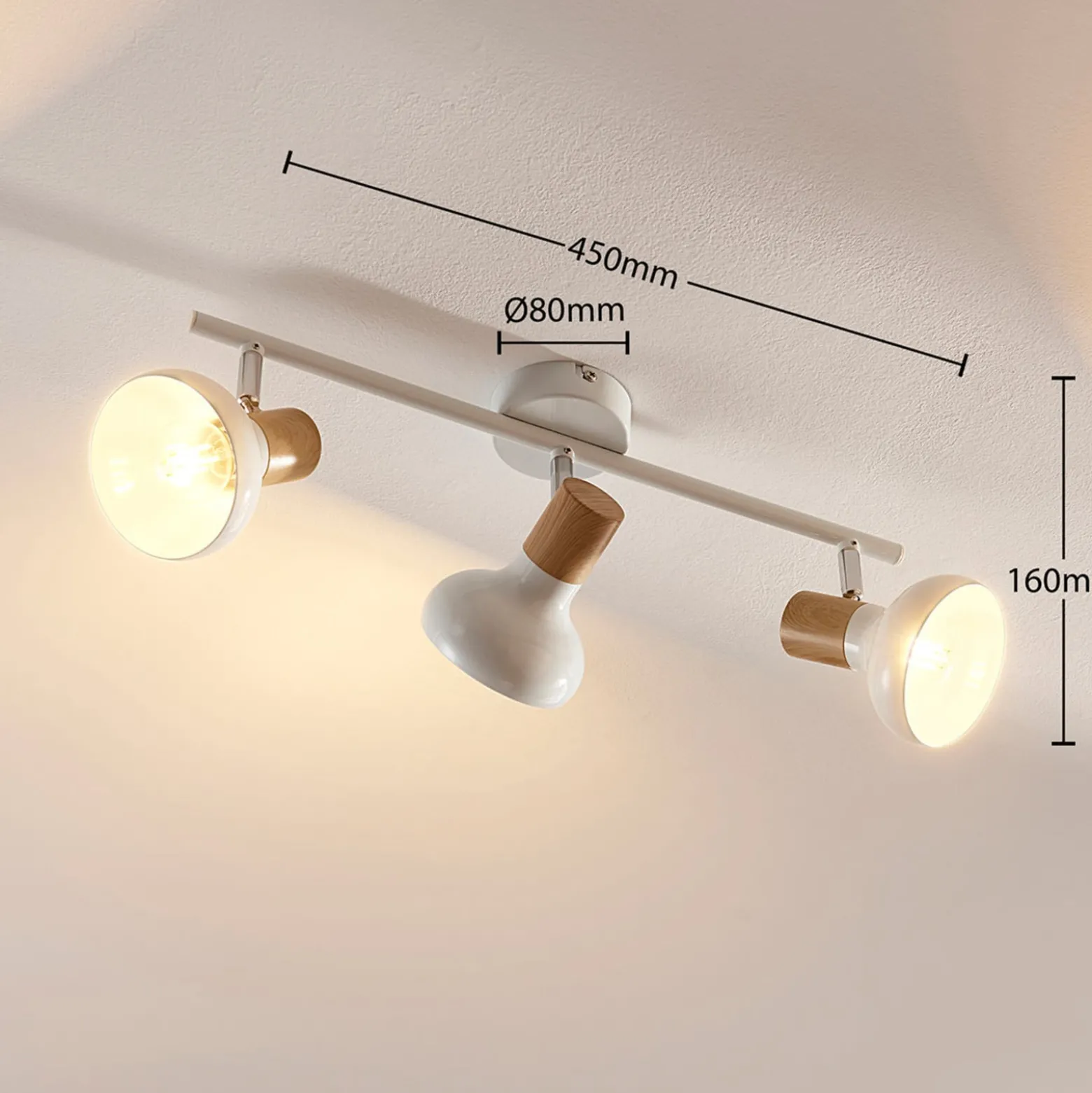Lindby Deckenstrahler Fridolin, 50cm, 3-flg., weiß, Metall