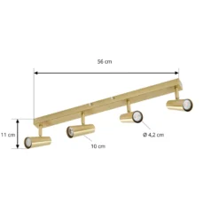 Lindby Deckenstrahler Iluna, 4-flg., messing, GU10