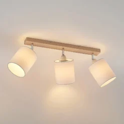 Lindby Deckenstrahler Imarin, 56 cm, 3-flammig, weiß, Holz