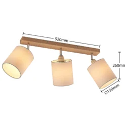 Lindby Deckenstrahler Imarin, 56 cm, 3-flammig, weiß, Holz