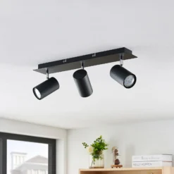 Lindby Deckenstrahler Joffrey, 49cm, schwarz, 3-flg., GU10