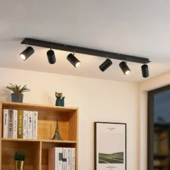 Lindby Deckenstrahler Joffrey, 116 cm, schwarz, 6-flg., GU10