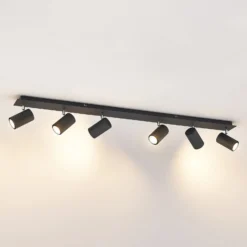 Lindby Deckenstrahler Joffrey, 116 cm, schwarz, 6-flg., GU10