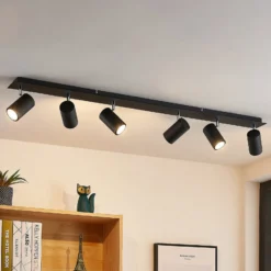 Lindby Deckenstrahler Joffrey, 116 cm, schwarz, 6-flg., GU10