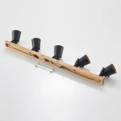 Lindby Deckenstrahler Kimban, 5-flg., 106 cm, Holz, Metall