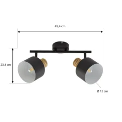 Lindby Deckenstrahler Lenja, 2-flammig, schwarz, E14, Metall