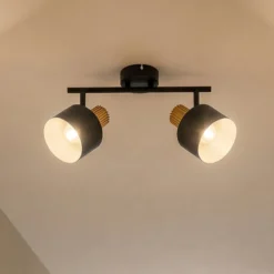 Lindby Deckenstrahler Lenja, 2-flammig, schwarz, E14, Metall