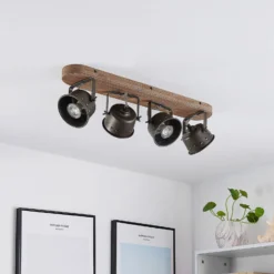 Lindby Deckenstrahler Rubinjo, 62 cm, 4-flg., Holz, GU10