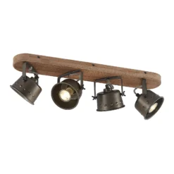 Lindby Deckenstrahler Rubinjo, 62 cm, 4-flg., Holz, GU10