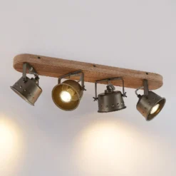 Lindby Deckenstrahler Rubinjo, 62 cm, 4-flg., Holz, GU10