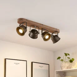 Lindby Deckenstrahler Rubinjo, 62 cm, 4-flg., Holz, GU10