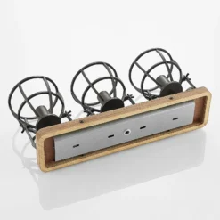 Lindby Deckenstrahler Rutger, 52cm, 3-flg., Holz, Käfig, E14