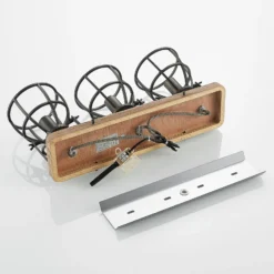 Lindby Deckenstrahler Rutger, 52cm, 3-flg., Holz, Käfig, E14