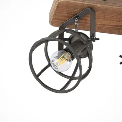 Lindby Deckenstrahler Rutger, 52cm, 3-flg., Holz, Käfig, E14