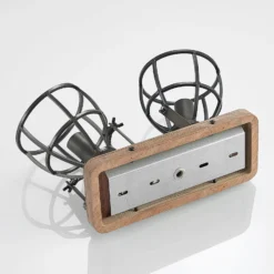 Lindby Deckenstrahler Rutger, 36cm, 2-flg., Holz, Käfig, E14