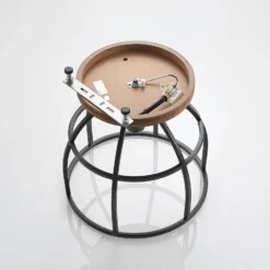 Lindby Deckenstrahler Rutger, Ø 34 cm, Holz, Käfig, E27