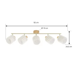 Lindby Deckenstrahler Shiloh, 5-flammig, natur/beige, Holz