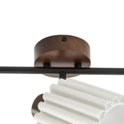 Lindby Deckenstrahler Shiloh, 3-flammig, walnuss/beige, Holz