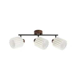Lindby Deckenstrahler Shiloh, 3-flammig, walnuss/beige, Holz