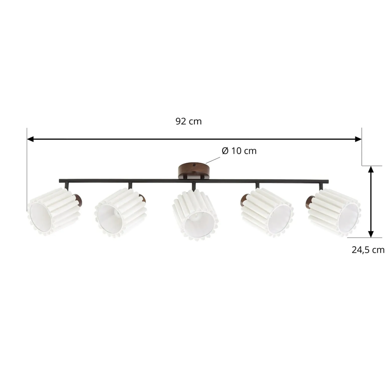 Lindby Deckenstrahler Shiloh, 5-flammig, walnuss/beige, Holz
