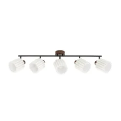 Lindby Deckenstrahler Shiloh, 5-flammig, walnuss/beige, Holz