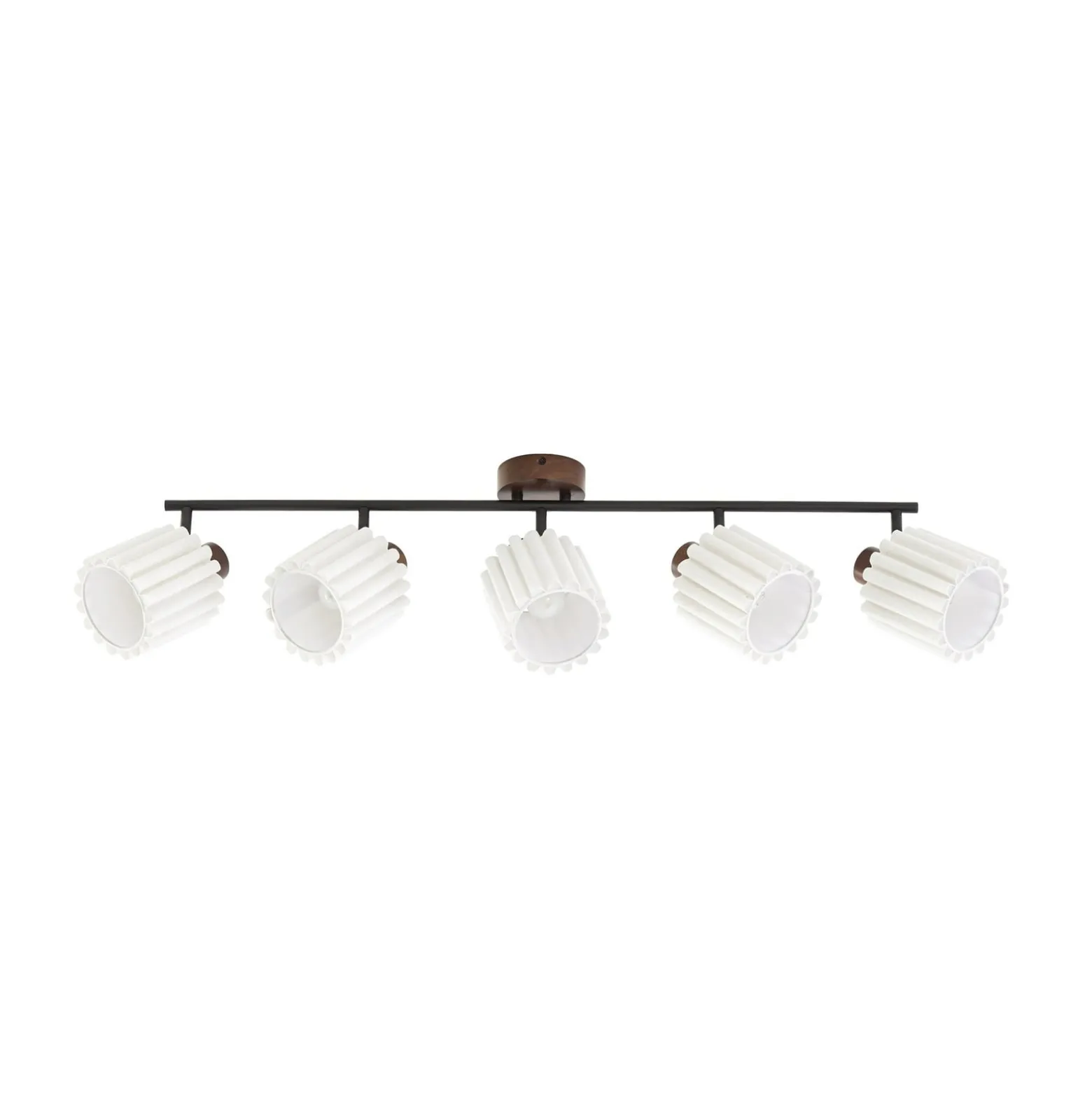 Lindby Deckenstrahler Shiloh, 5-flammig, walnuss/beige, Holz