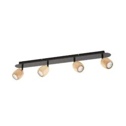 Lindby Deckenstrahler Sloane, 4-flg., Holz/schwarz, GU10