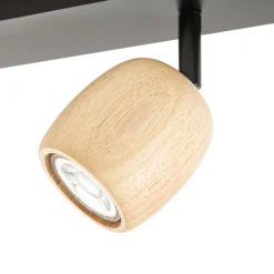 Lindby Deckenstrahler Sloane, 4-flg., Holz/schwarz, GU10