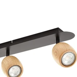 Lindby Deckenstrahler Sloane, 4-flg., Holz/schwarz, GU10