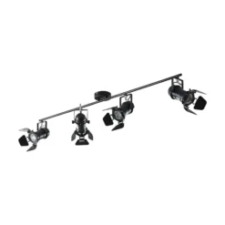 Lindby Deckenstrahler Tilen, 4-flg., schwarz, Metall, 125cm