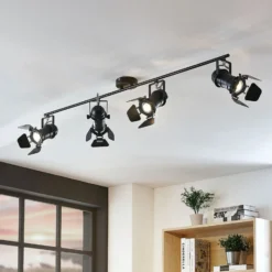 Lindby Deckenstrahler Tilen, 4-flg., schwarz, Metall, 125cm