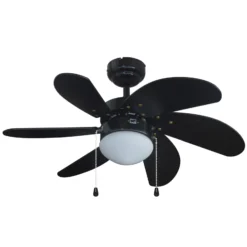 Lindby Deckenventilator Minja, schwarz, leise, 78 cm, E14