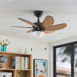 Lindby Deckenventilator Minja, schwarz, leise, 78 cm, E14