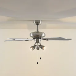 Lindby Deckenventilator mit Licht Anariki, leise, silber