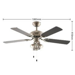 Lindby Deckenventilator mit Licht Anariki, leise, silber