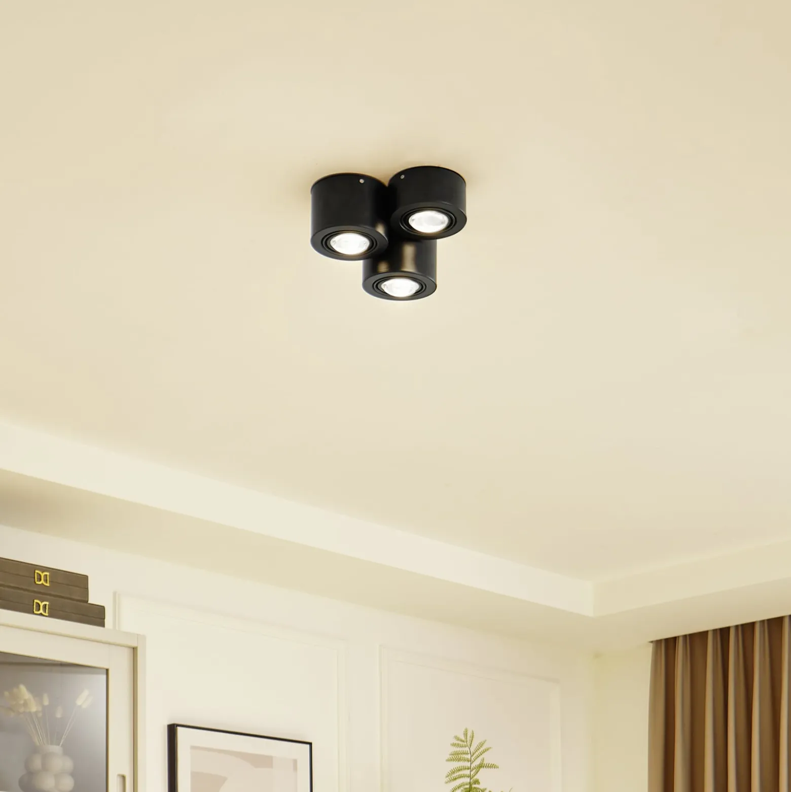 Lindby Downlight Jyla, 3-flammig, schwarz matt, GX53