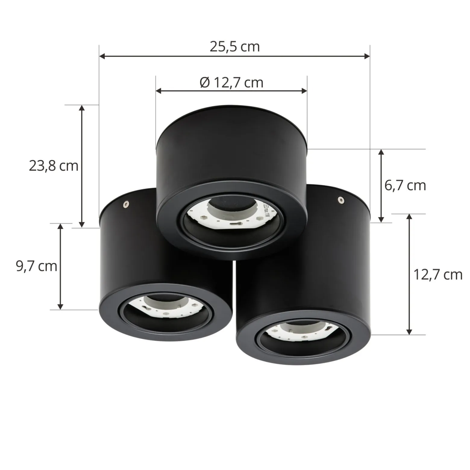 Lindby Downlight Jyla, 3-flammig, schwarz matt, GX53
